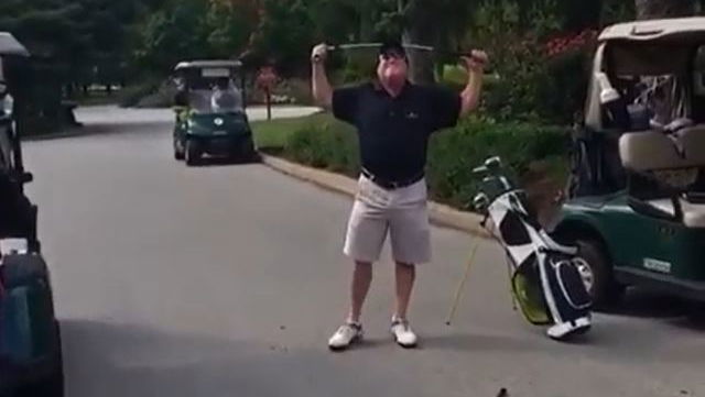 Video goes viral of angry golfer snapping EVERY CLUB in his bag